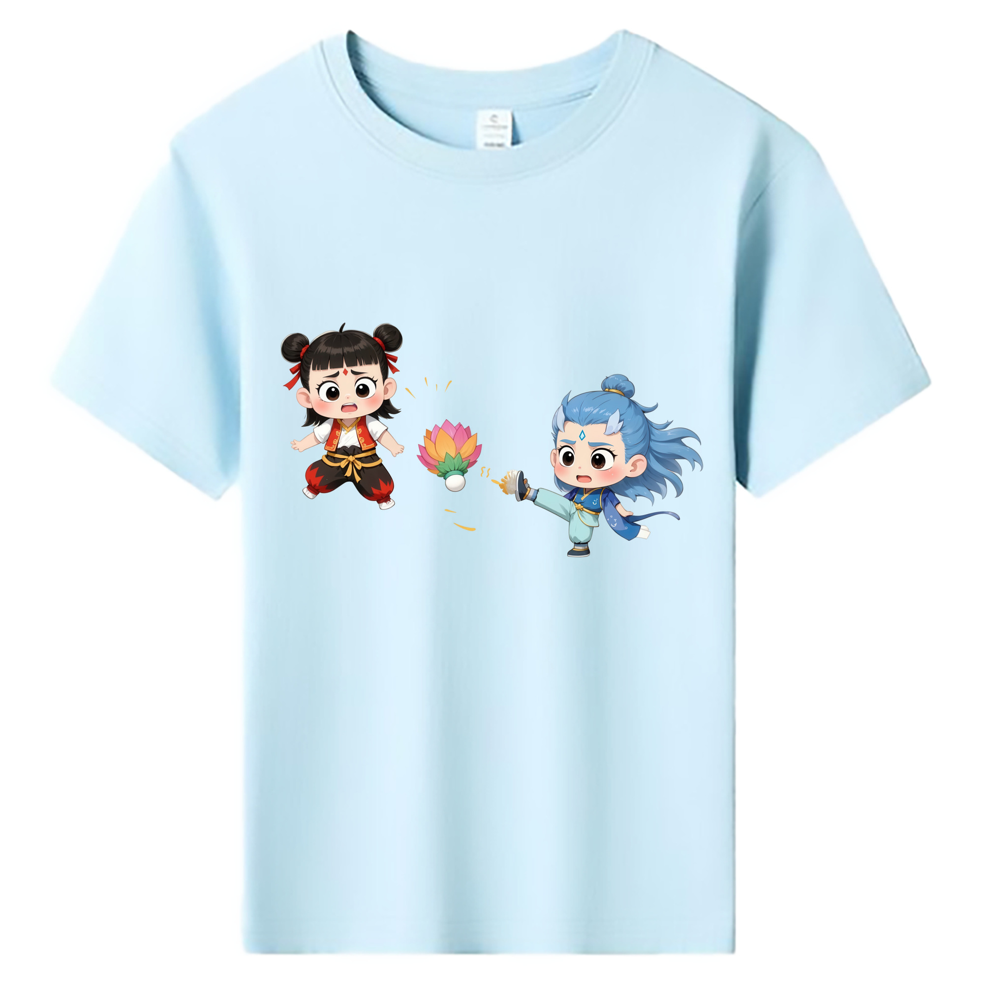 （画像用） Ne Zha 2 ナタ 魔童の大暴れ 綿100％キッズTシャツ（フロントプリント）